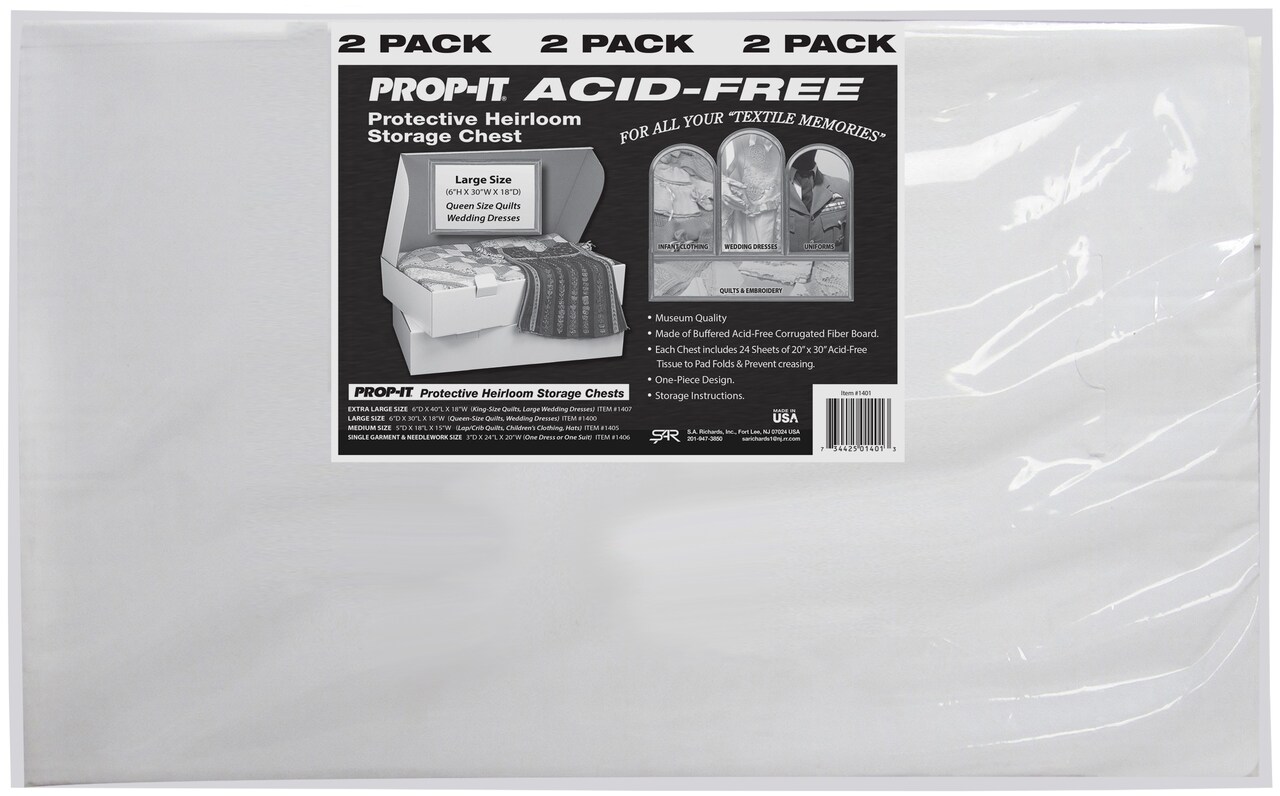 PROP-IT Acid-Free Museum Quality Storage for Textiles 2/Pkg-Large 6"X18"X30"
